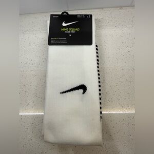 Nike Squad Strip White Knee High Dri Fit Cushion Logo Soccer M 6-8 W 6-10 Unisex
